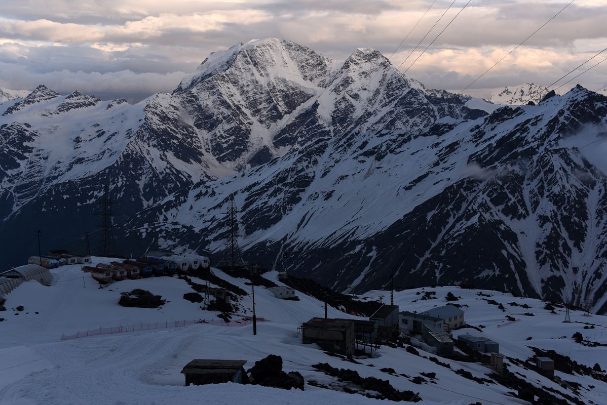 05B Garabashi Camp 3730m At Sunset With Mounts Donguz-Orun, Cheget On Mount Elbrus Climb
